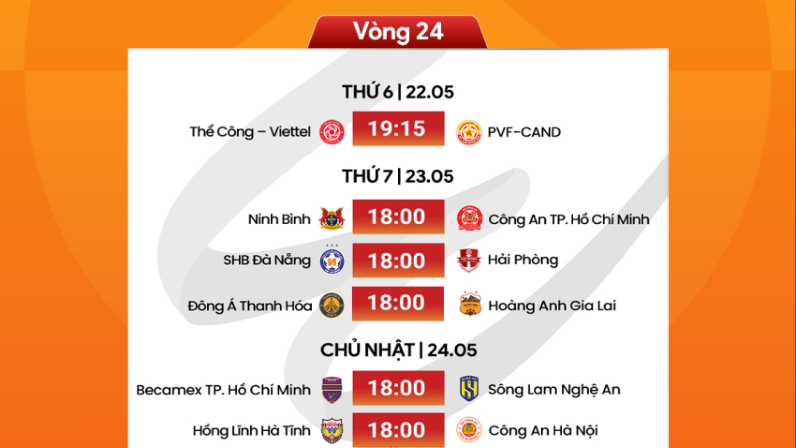 Lịch thi đấu vòng 24 V-League 2025/2026: Tâm điểm ở xứ Thanh