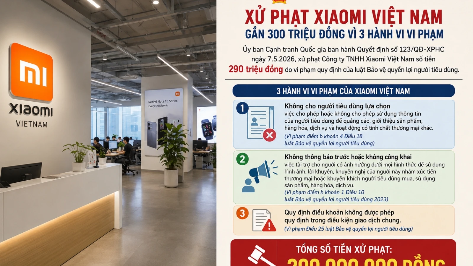 Xiaomi Việt Nam bị phạt 290 triệu đồng do nhiều sai phạm