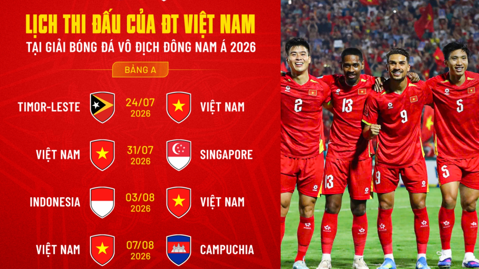 Đội tuyển Việt Nam chốt ngày sang Thái Lan dự ASEAN Championship 2026