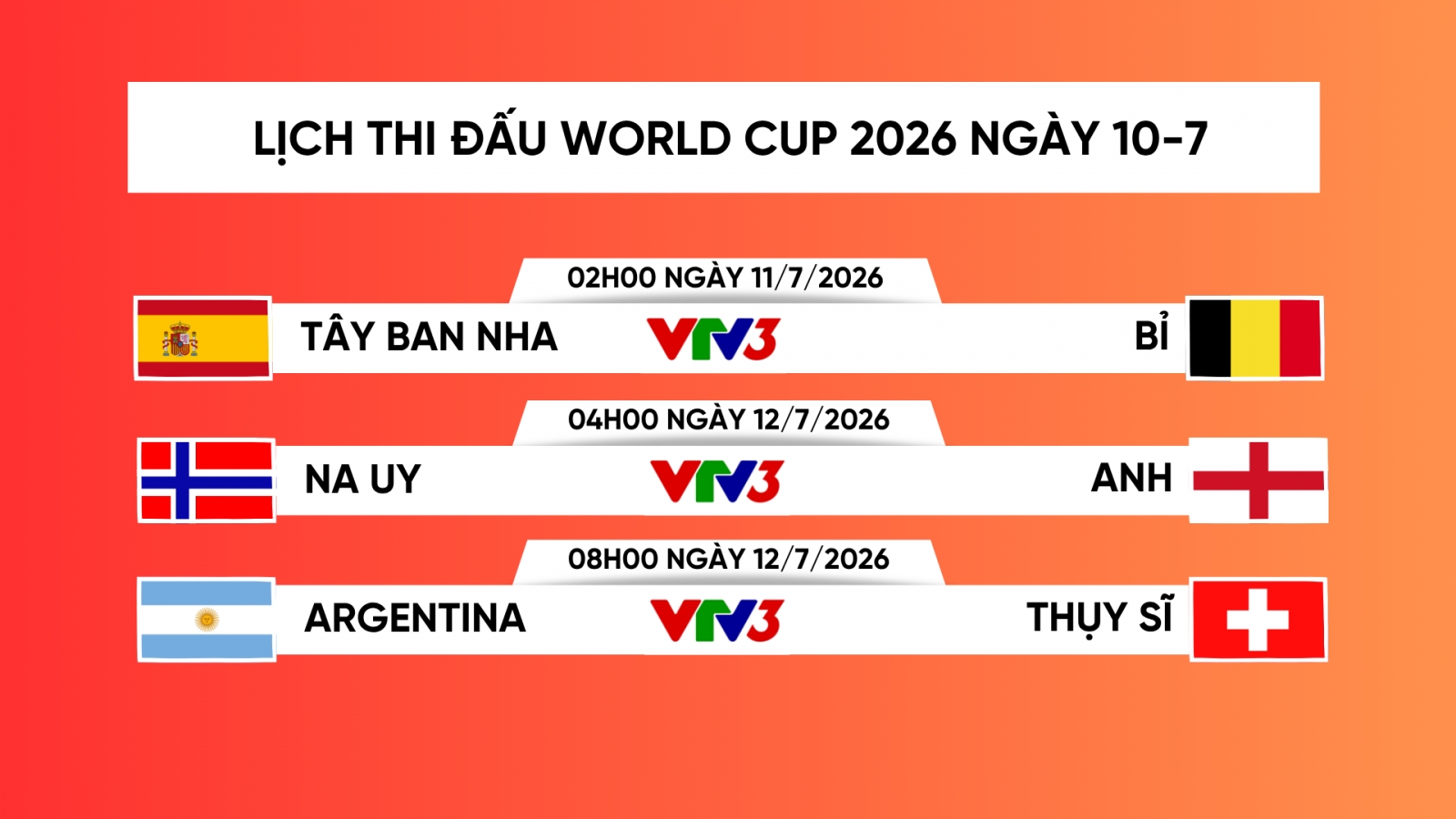 Lịch trực tiếp World Cup 2026 hôm nay 10/7: Tây Ban Nha so tài Bỉ