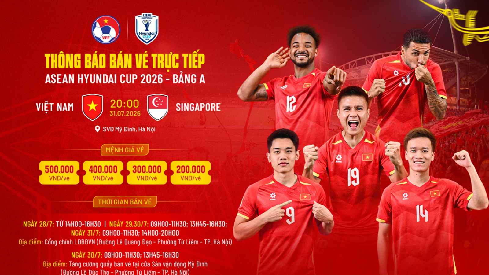 Người hâm mộ có thêm lựa chọn mua vé trận ĐT Việt Nam vs ĐT Singapore ở ASEAN Cup