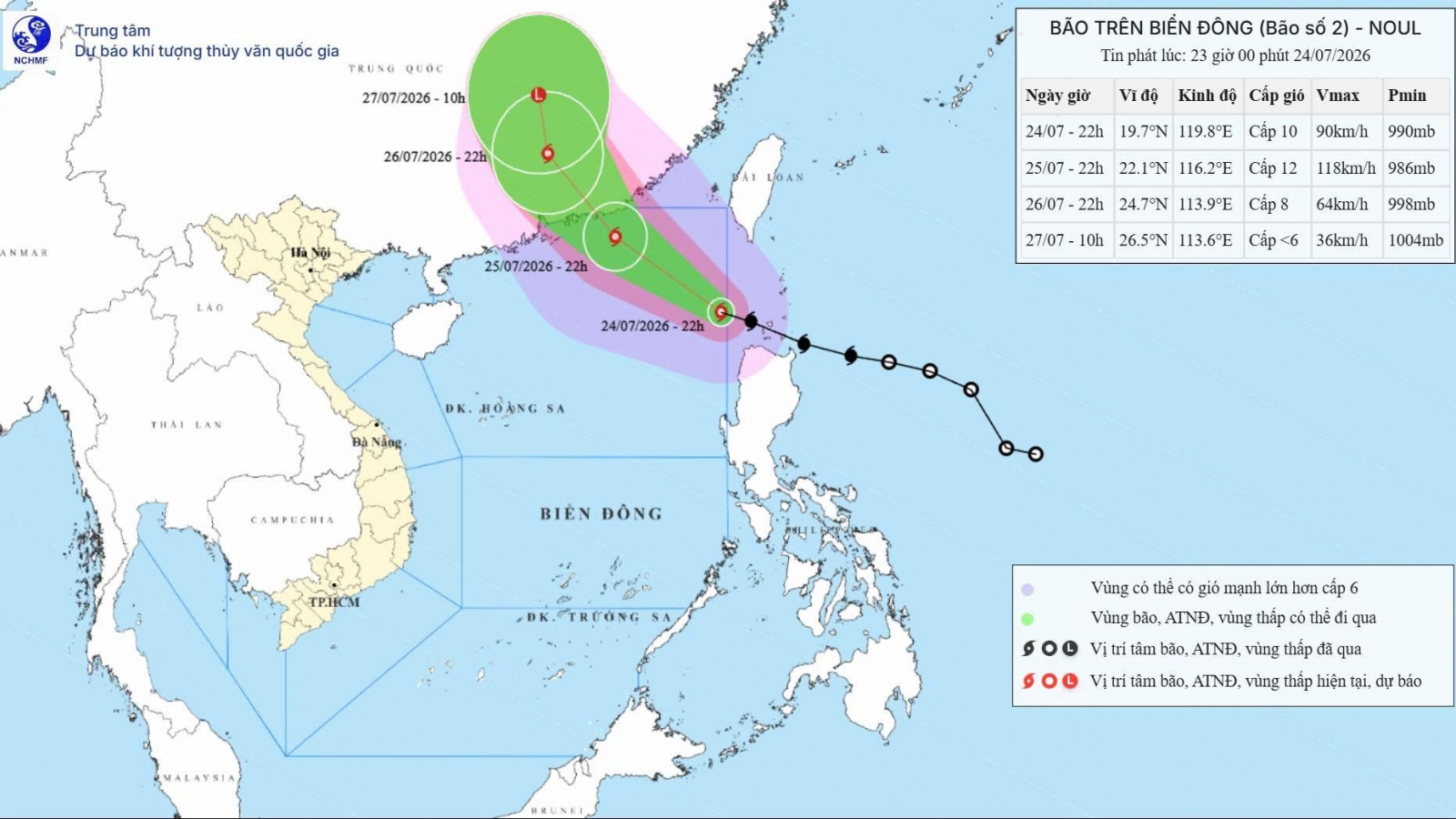 Bão Noul trở thành cơn bão số 2 trên Biển Đông