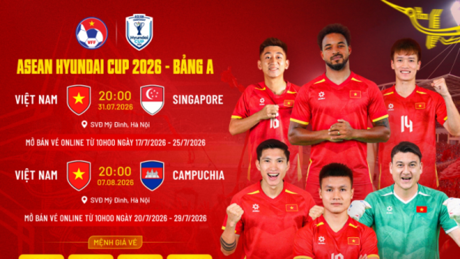 Cách mua vé các trận đấu sân nhà của ĐT Việt Nam tại vòng bảng AFF ASEAN Cup 2026