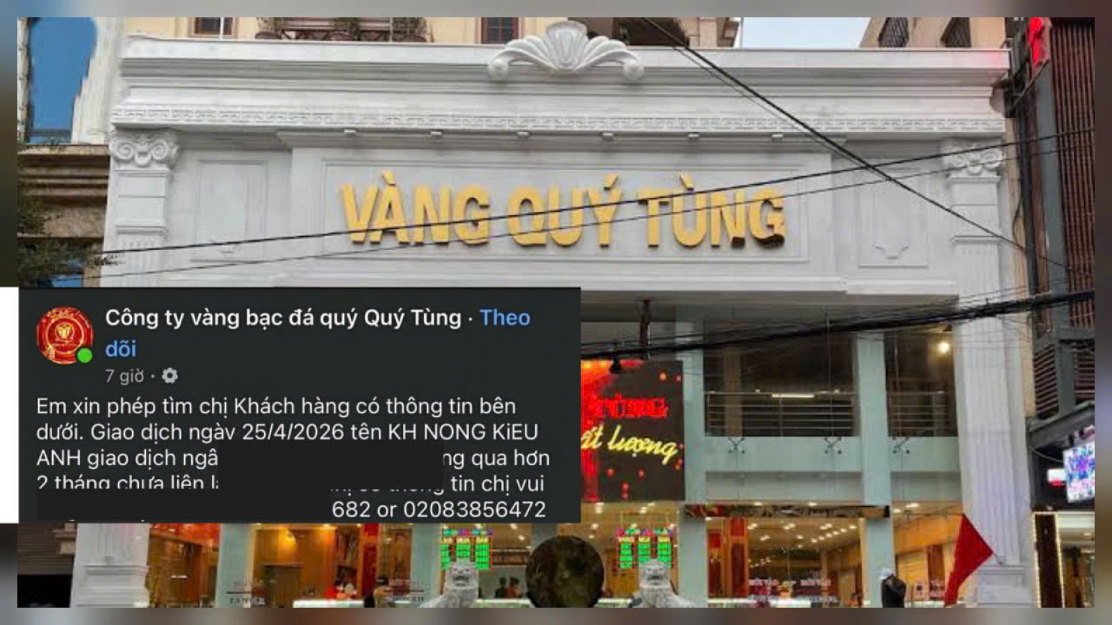 Tiệm vàng Q.T. ở Thái Nguyên bị tố đăng thông tin khách hàng lên mạng xã hội