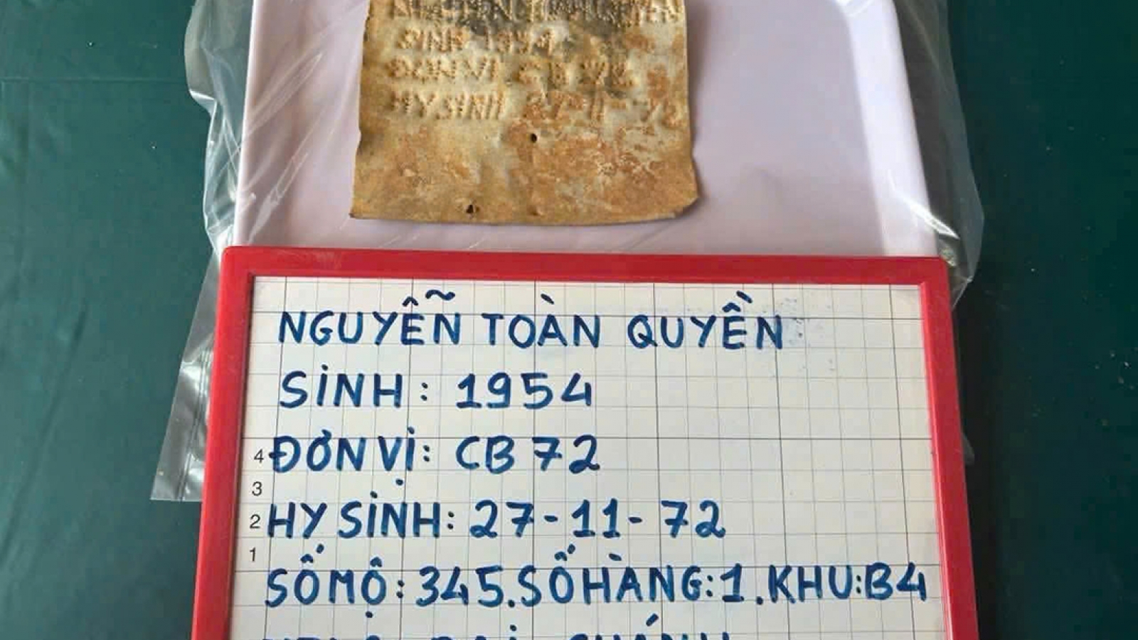 Đà Nẵng phát hiện di vật mang tên liệt sĩ Nguyễn Toàn Quyền