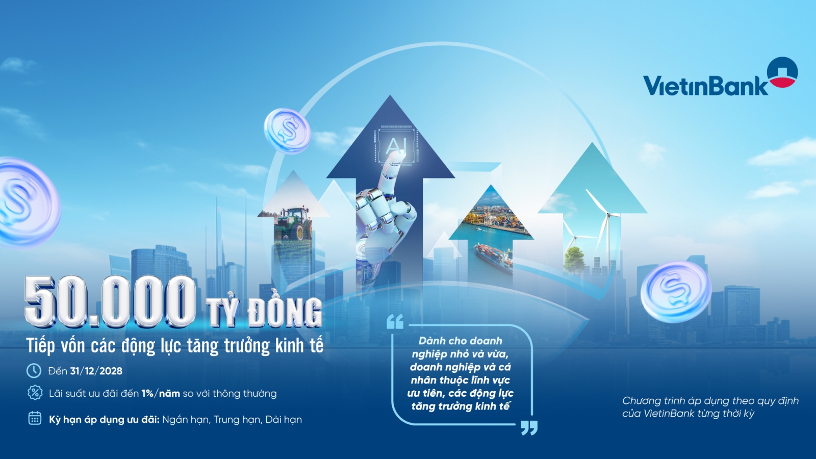 VietinBank dành 50.000 tỷ đồng tín dụng tiếp sức các động lực tăng trưởng kinh tế