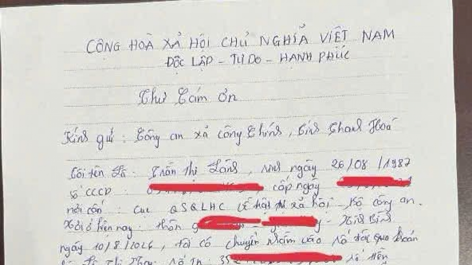 Công an xã ở Thanh Hóa giúp nhận lại 120 triệu chuyển nhầm