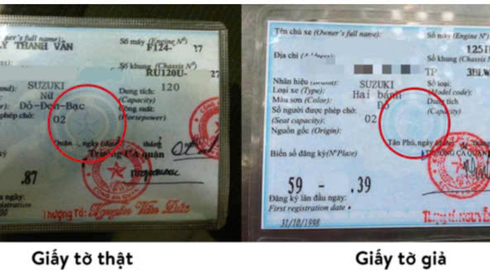 Cảnh giác giấy tờ giả trong mua bán, sang tên phương tiện