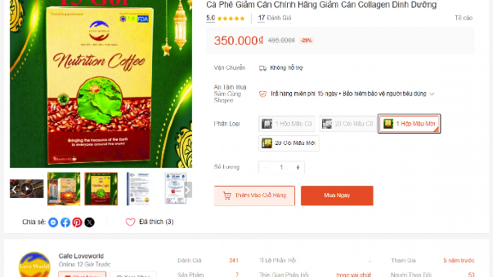 Bộ Y tế yêu cầu rà soát quảng cáo Love World Nutrition Coffee