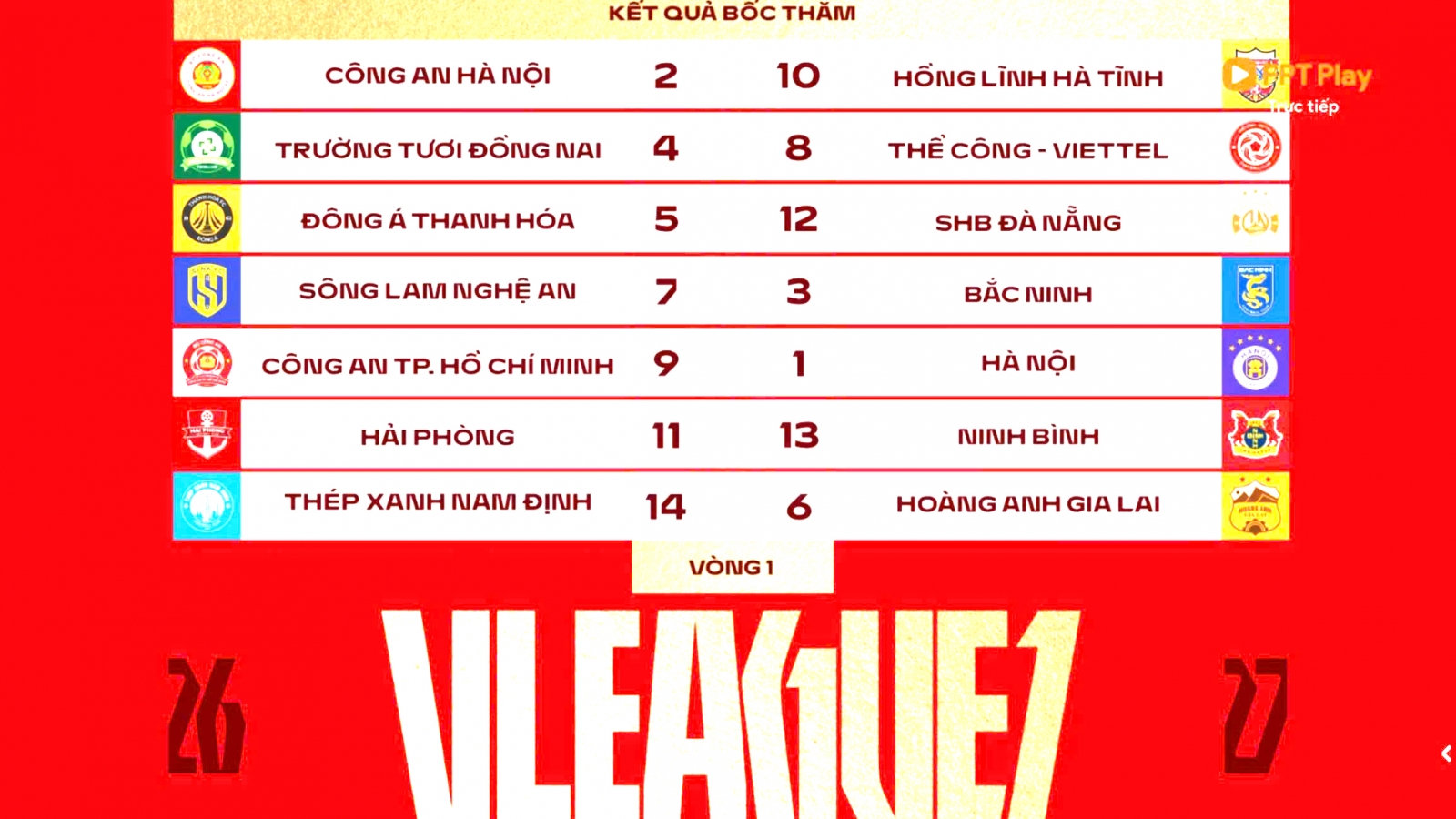 Lịch thi đấu V-League 2026/2027: HAGL đối đầu Nam Định ngay ở trận ra quân