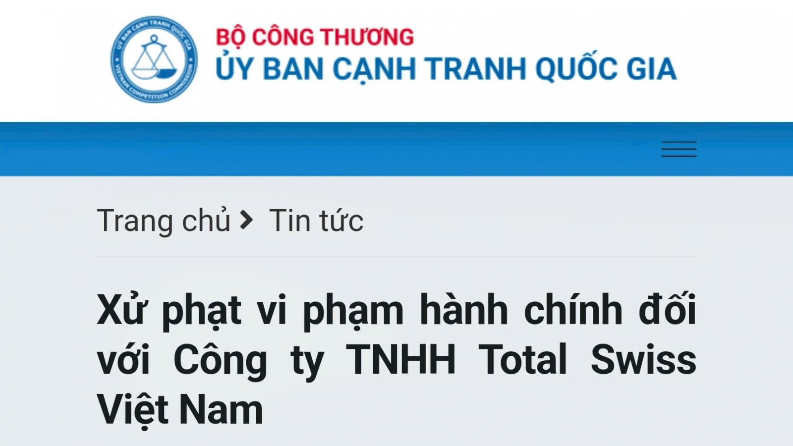 Total Swiss Việt Nam bị xử phạt 710 triệu đồng