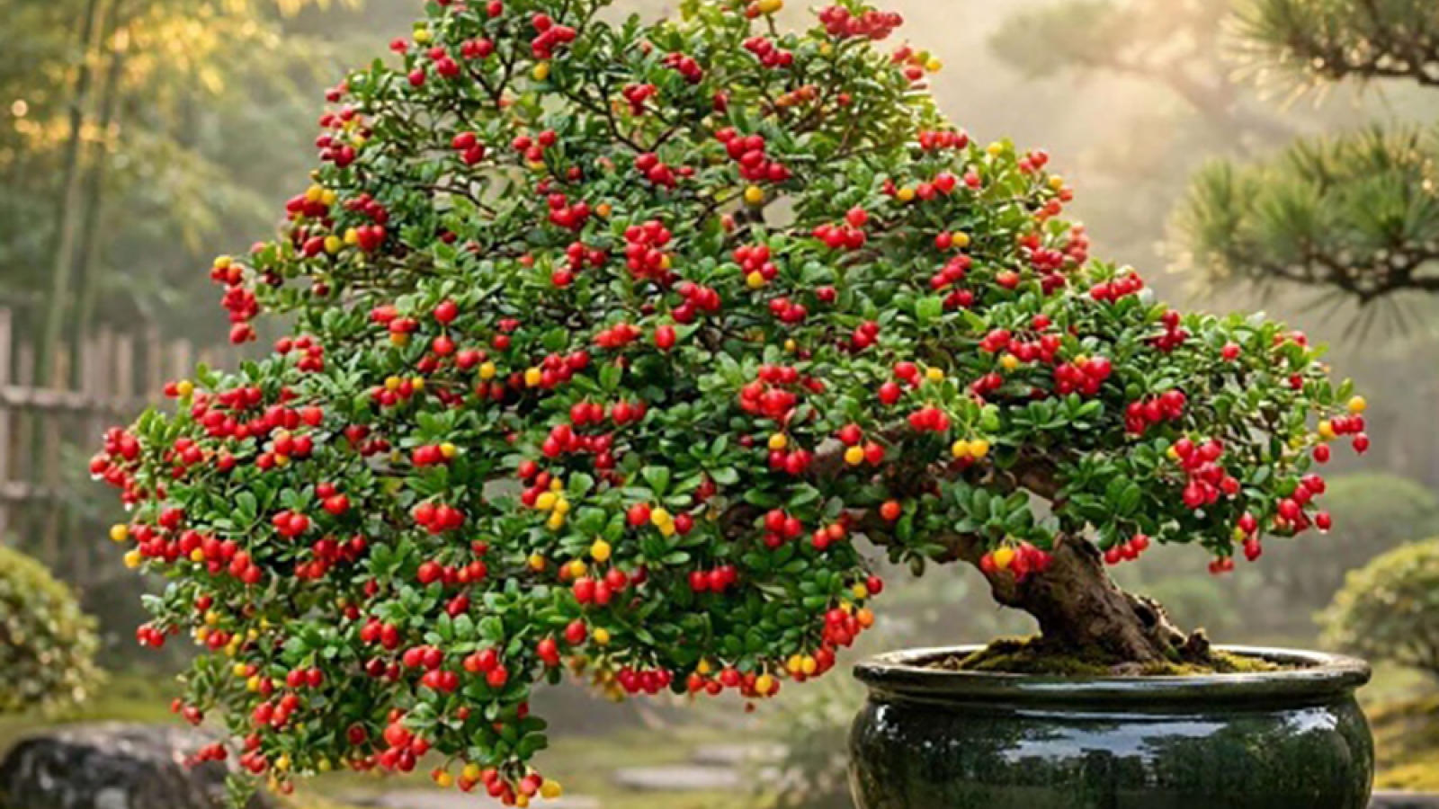 3 cây cảnh lá xanh quả đỏ từ bờ bụi thành bonsai tiền triệu
