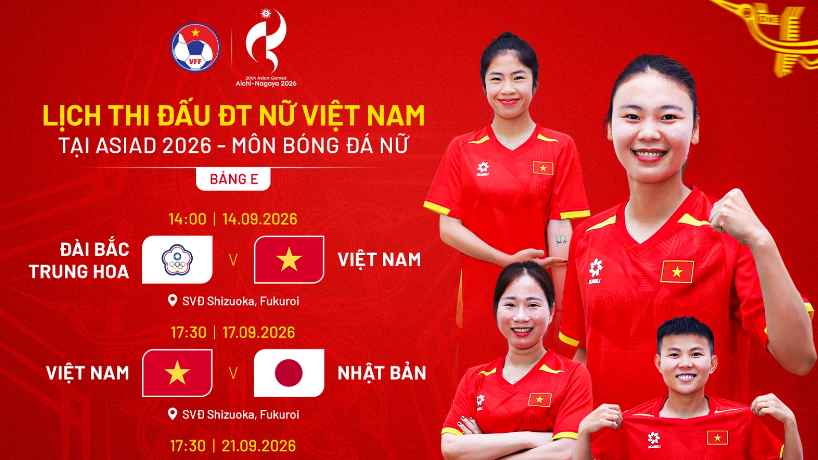 U23 Việt Nam và ĐT nữ Việt Nam có chung mục tiêu ở ASIAD 2026