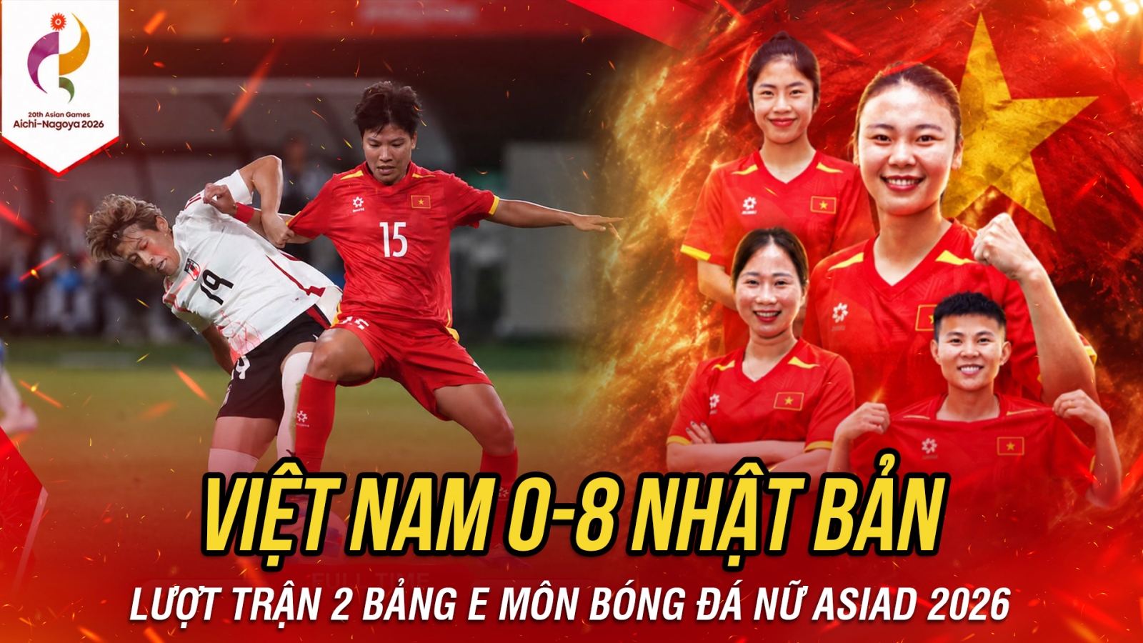 Kết quả bóng đá ASIAD 2026 hôm nay 17/9: Tuyển nữ Việt Nam thua 0-8 Nhật Bản