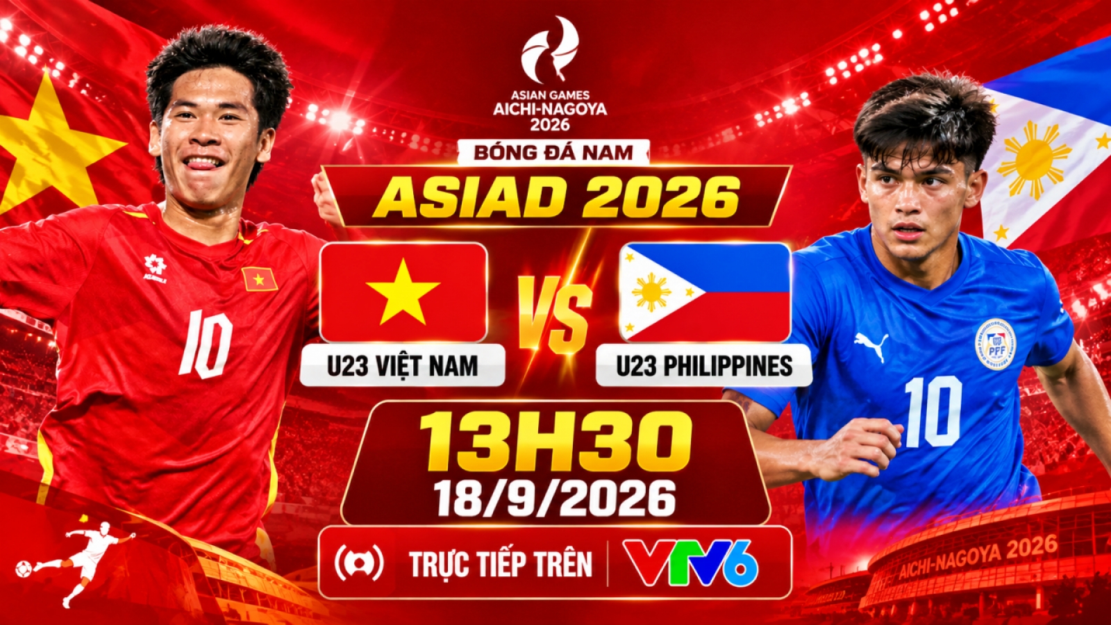 Link xem trực tiếp U23 Việt Nam vs U23 Philippines bóng đá ASIAD 2026 hôm nay 18/9