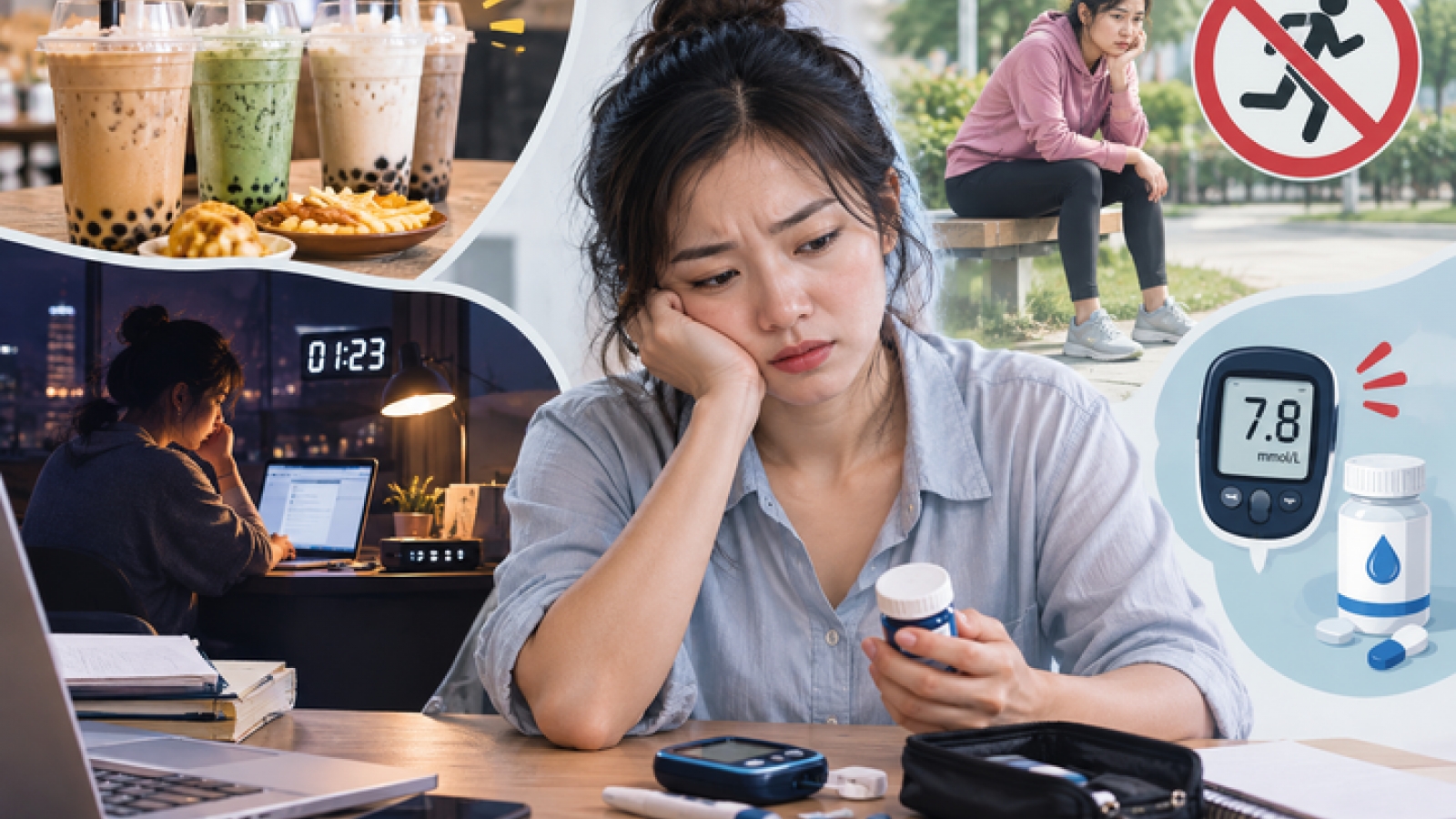 Cả tuần trà sữa, thức khuya, không thể dục, U30 'kè kè' túi thuốc tiểu đường