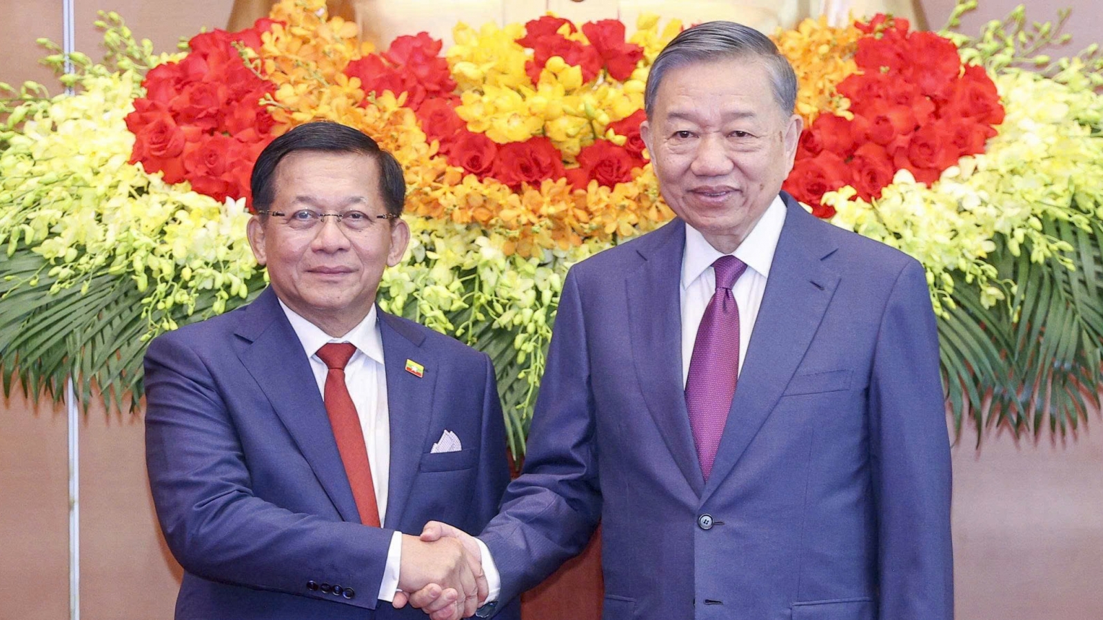 Tổng Bí thư, Chủ tịch nước chủ trì lễ đón Tổng thống Myanmar thăm chính thức Việt Nam