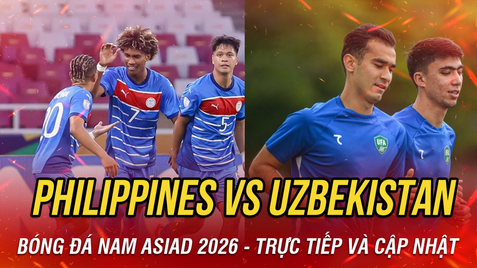 Trực tiếp U23 Philippines vs U23 Uzbekistan bóng đá nam ASIAD 2026