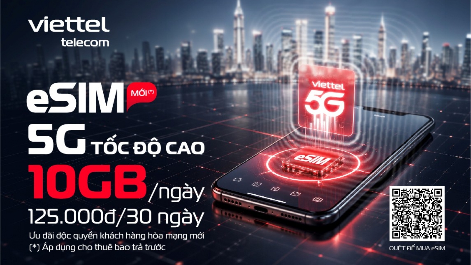 Độc quyền khi mua eSIM Viettel - Chỉ 125.000đ có 10GB/ngày