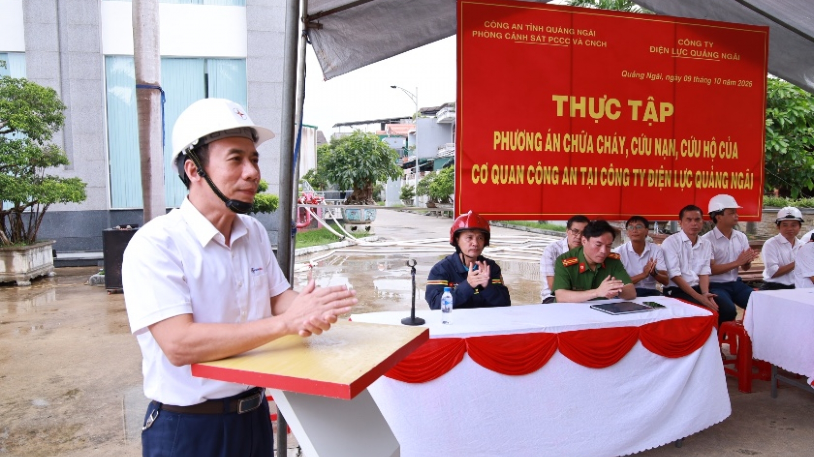 Công ty Điện lực Quảng Ngãi (EVNCPC) diễn tập phòng cháy chữa cháy