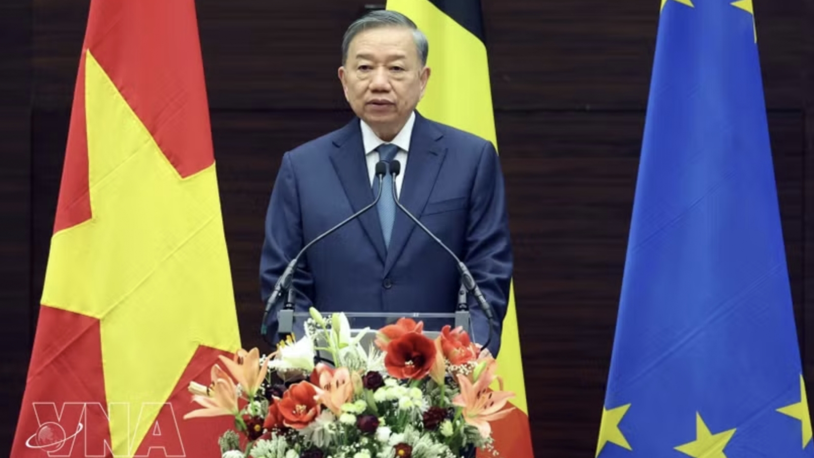 Top leader gives policy speech in Brussels, sharing vision for Vietnam-EU ties