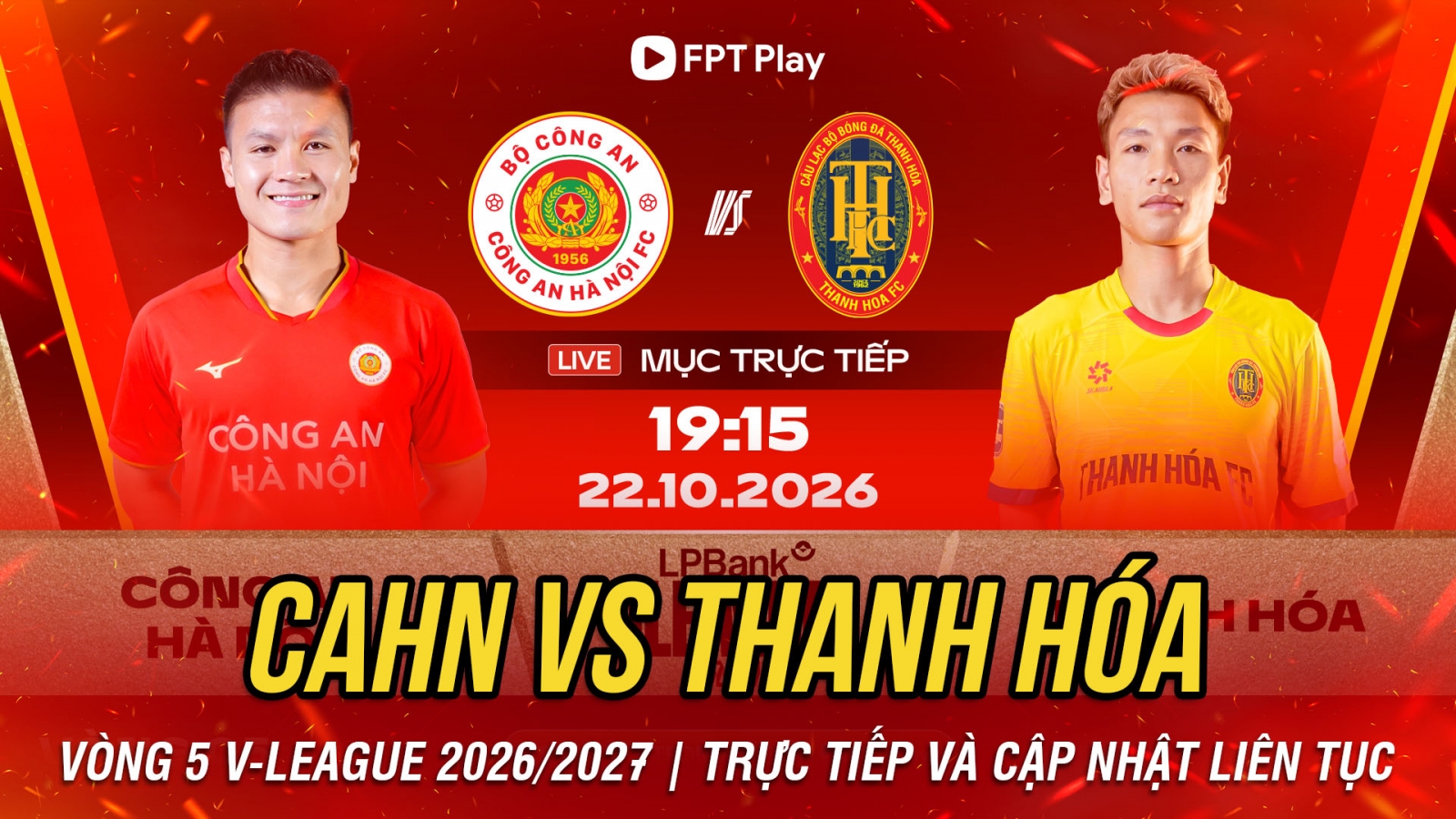 TRỰC TIẾP CAHN vs Thanh Hóa vòng 5 V-League 2026/2027: Nhà ĐKVĐ trút giận