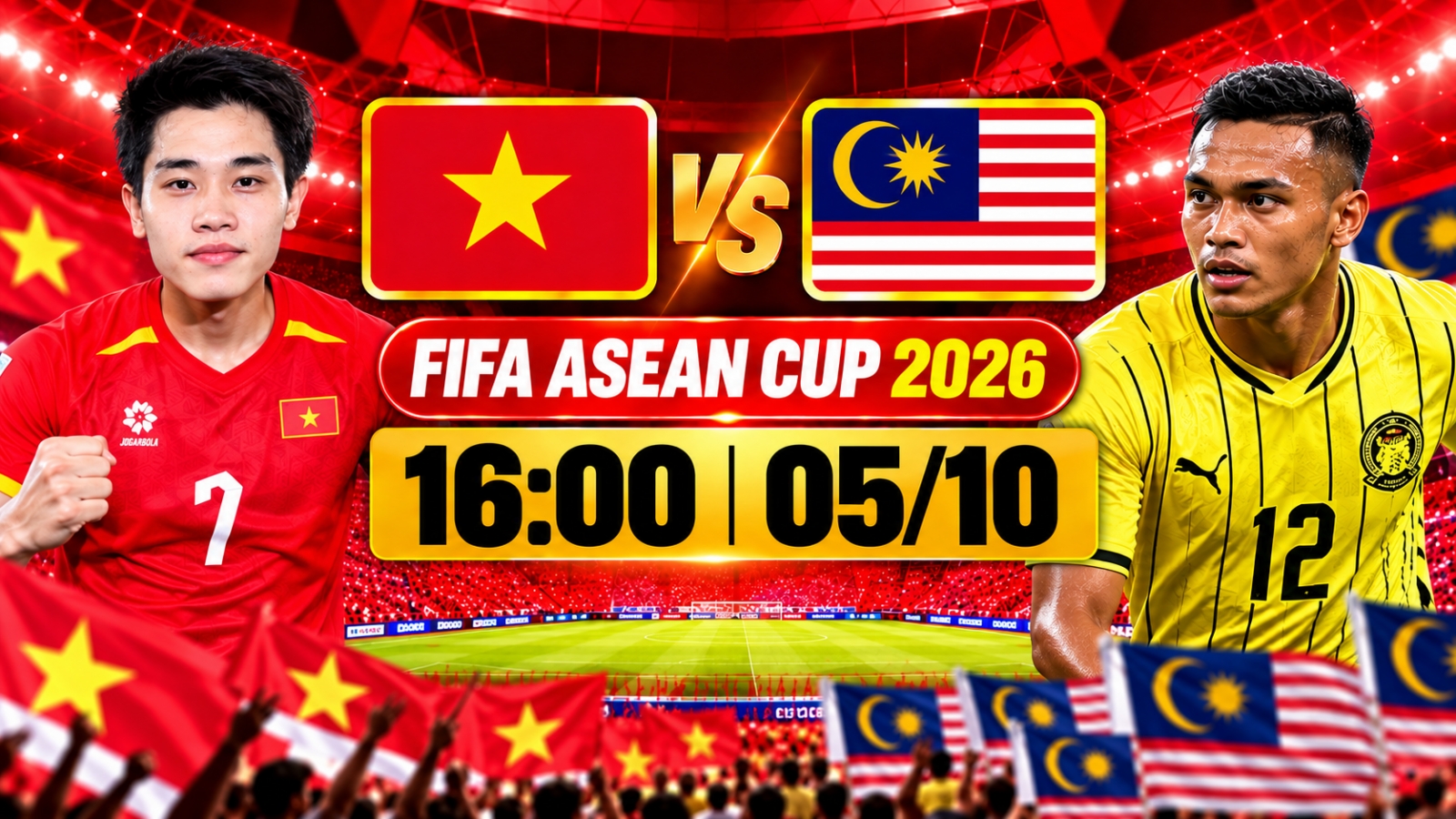 Xem trực tiếp Việt Nam vs Malaysia FIFA ASEAN Cup 2026 hôm nay 5/10 ở đâu?