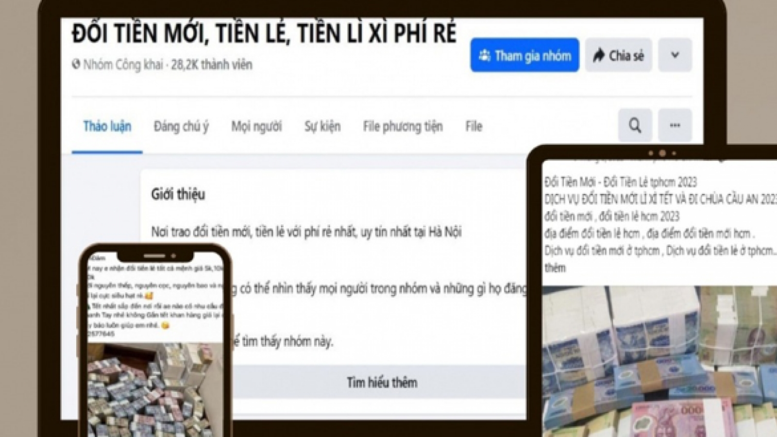 Nguy cơ bị lừa đảo trực tuyến với dịch vụ đổi tiền dịp Tết qua mạng xã hội