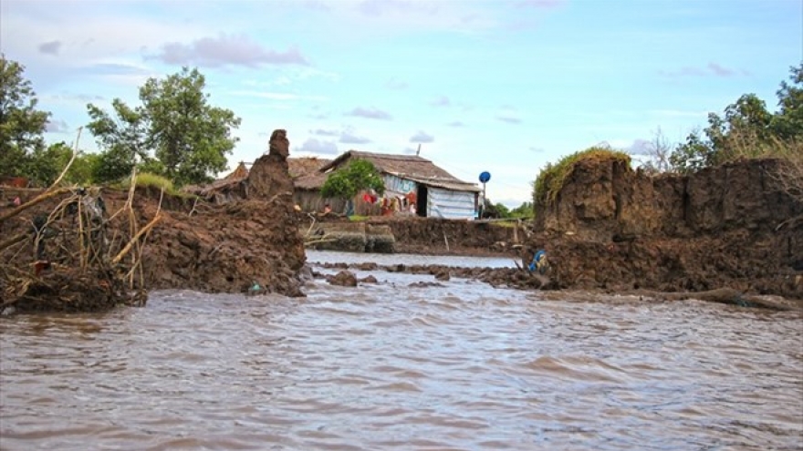 Unusually strong tides erode coastal land