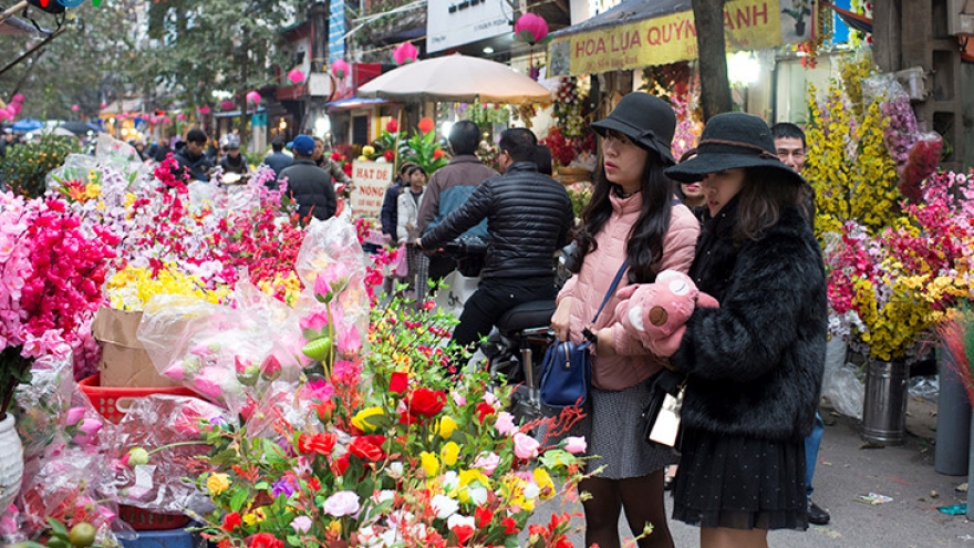 Hang Luoc flower market bustling before Tet