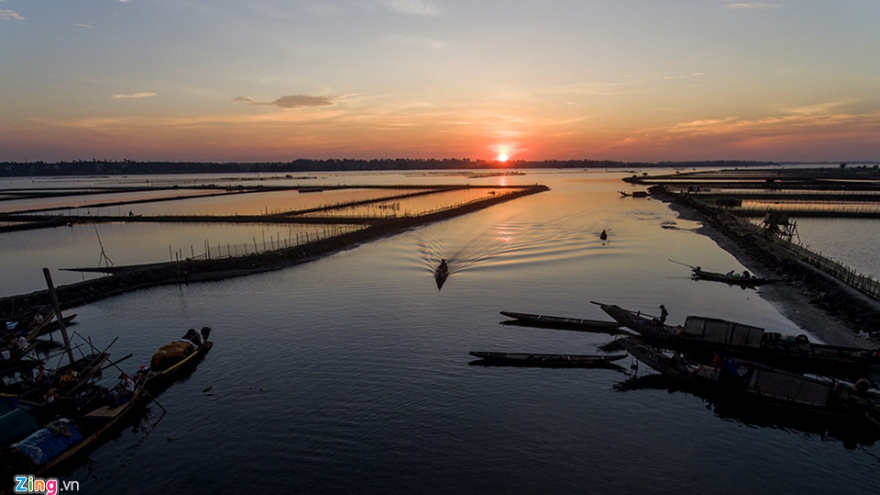 Ancient fishing village in Hue at sunrise