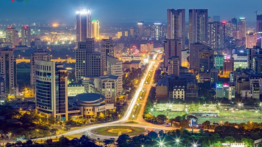 Hanoi shimmering in twinkle night lights