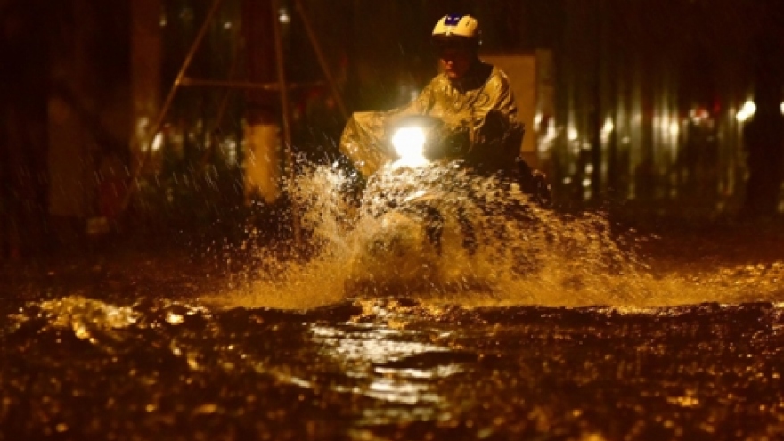 Streets of Hanoi inundated by heavy rain