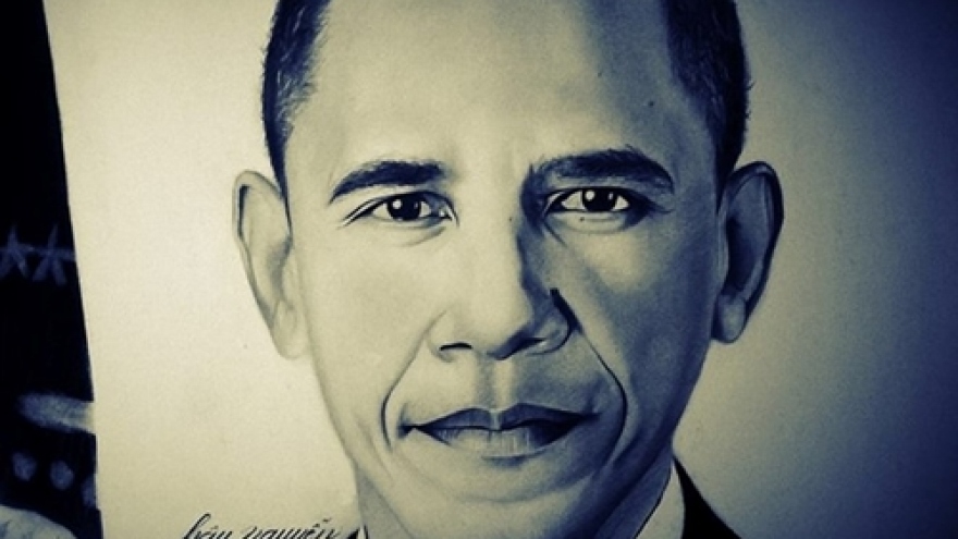 Sketch portraits of Obama by young Vietnamese artists