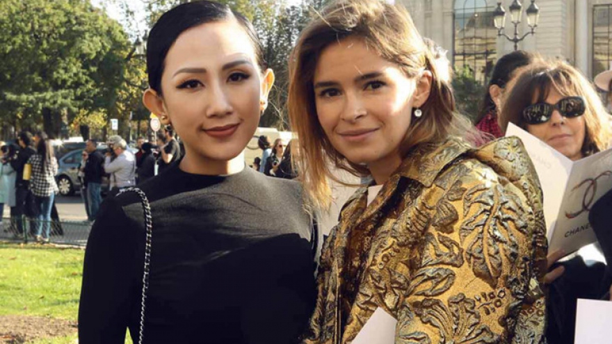 Tram Nguyen attends Paris Fashion Week