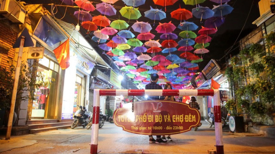 Colorful road at Hanoi’s Van Phuc silk village