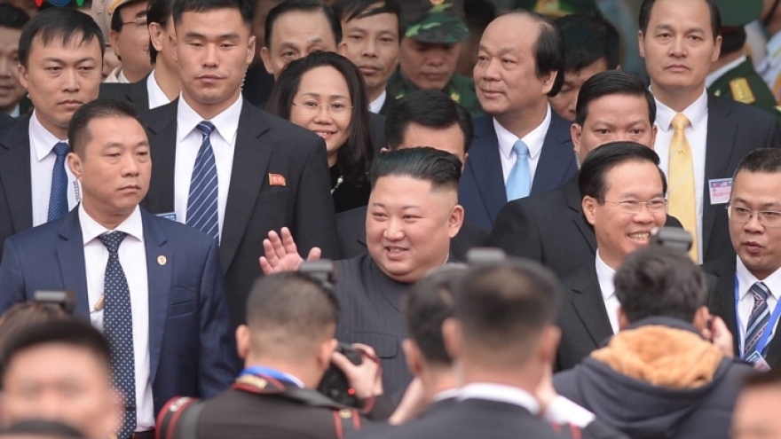 First images of DPRK Chairman Kim Jong-un entering Vietnam 