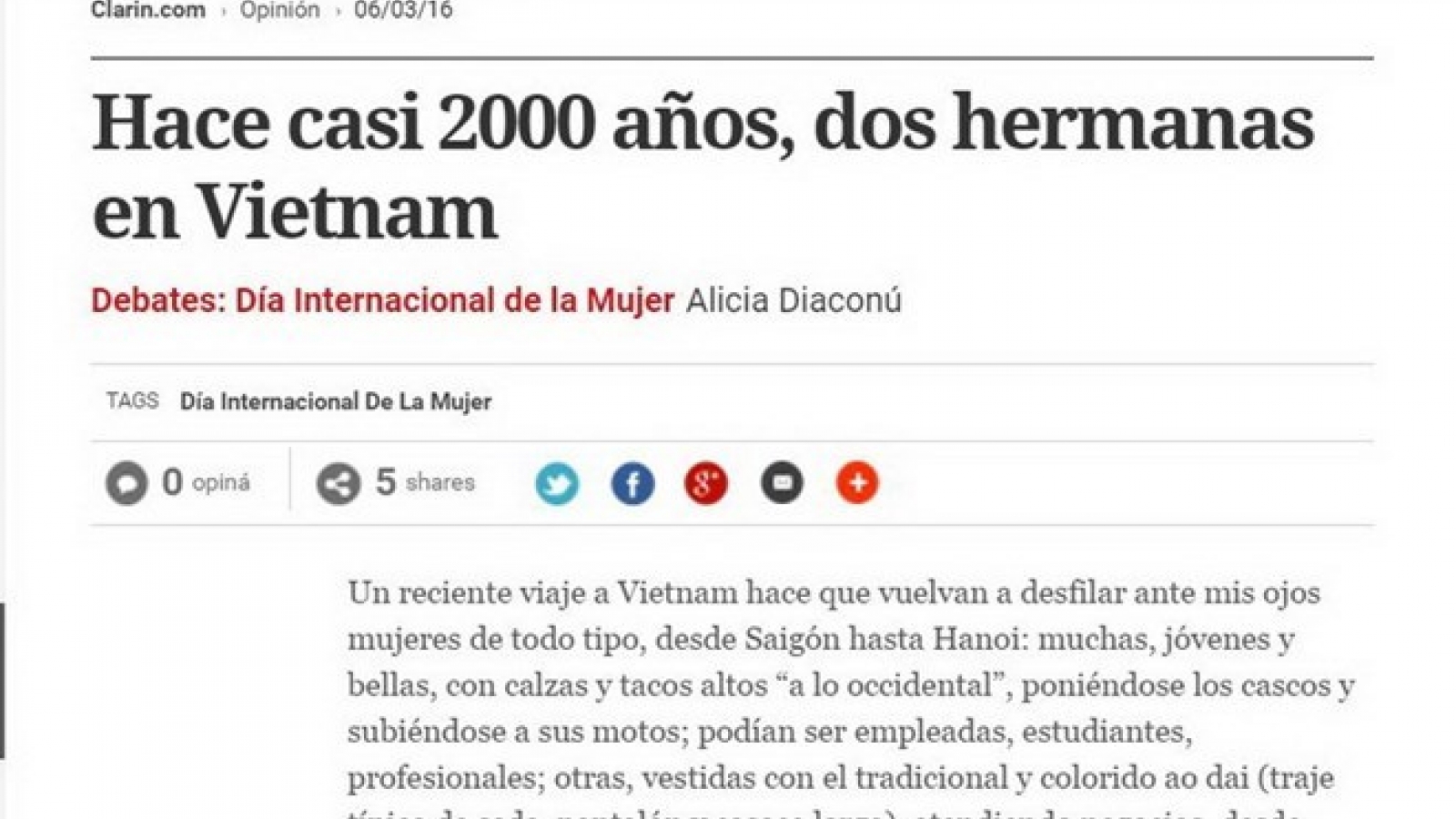 Vietnamese women spotlighted on Argentine media