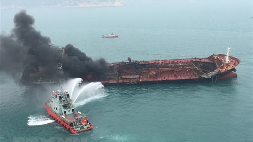 Body of missing crewman on oil tanker fire found