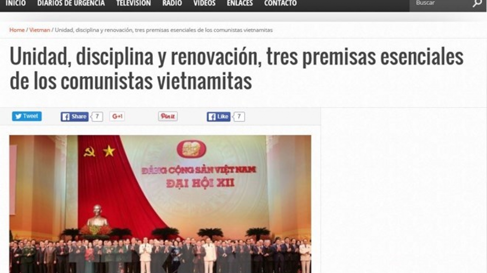 Argentine media commends 12th National Party Congress
