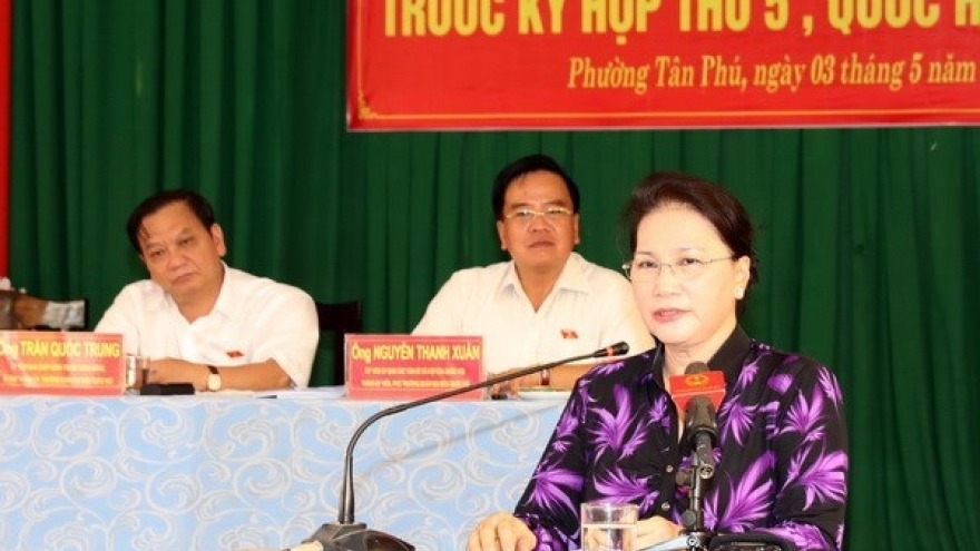 
        NA Chairwoman meets voters in Can Tho city
                              