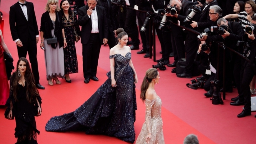 Ly Nha Ky glamorous in black at Cannes film debut