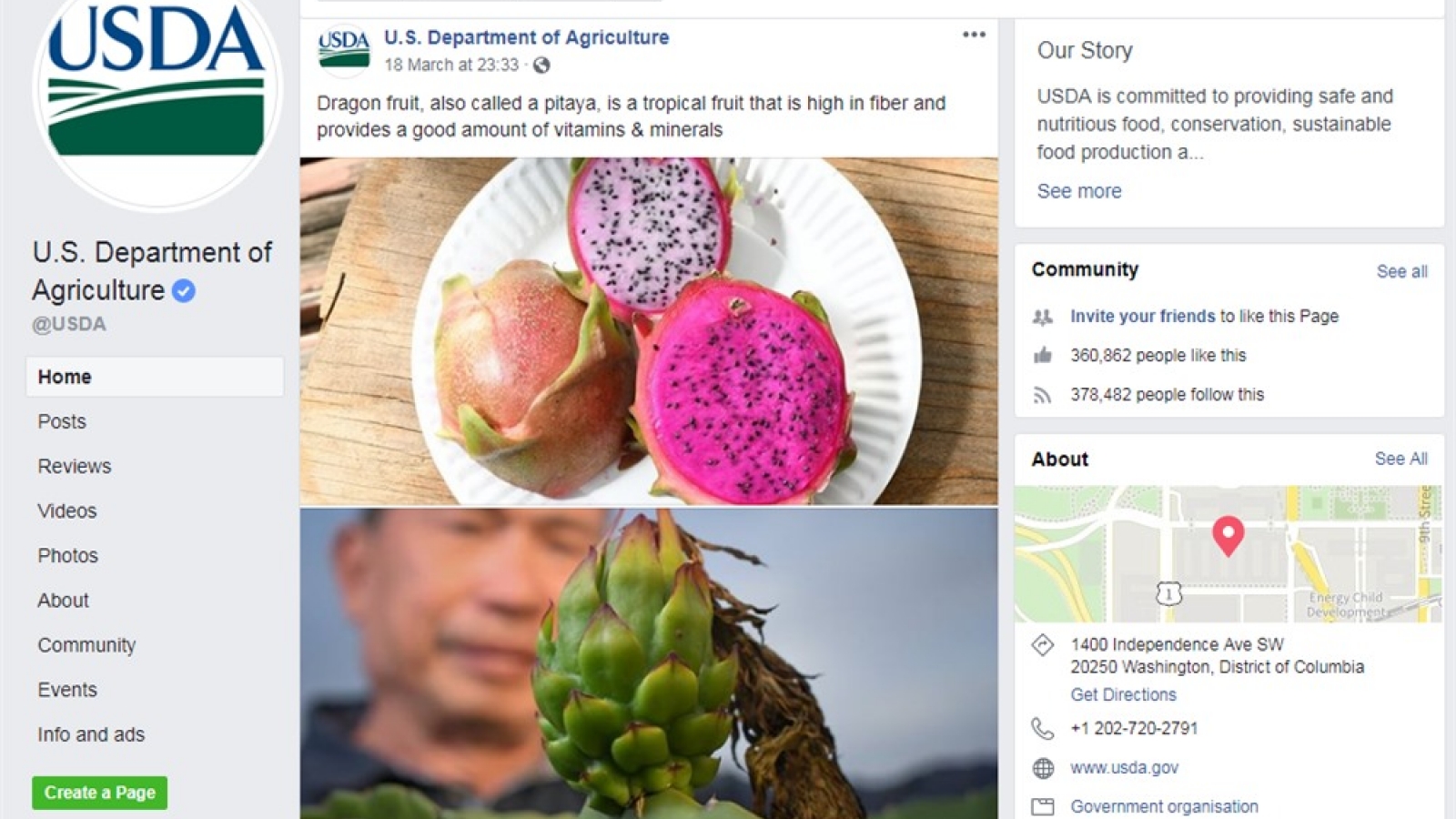 USDA post about benefits of dragon fruit, a crucial export of Vietnam