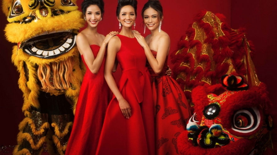 Top 3 of Miss Universe Vietnam dazzle in Tet photoshoot