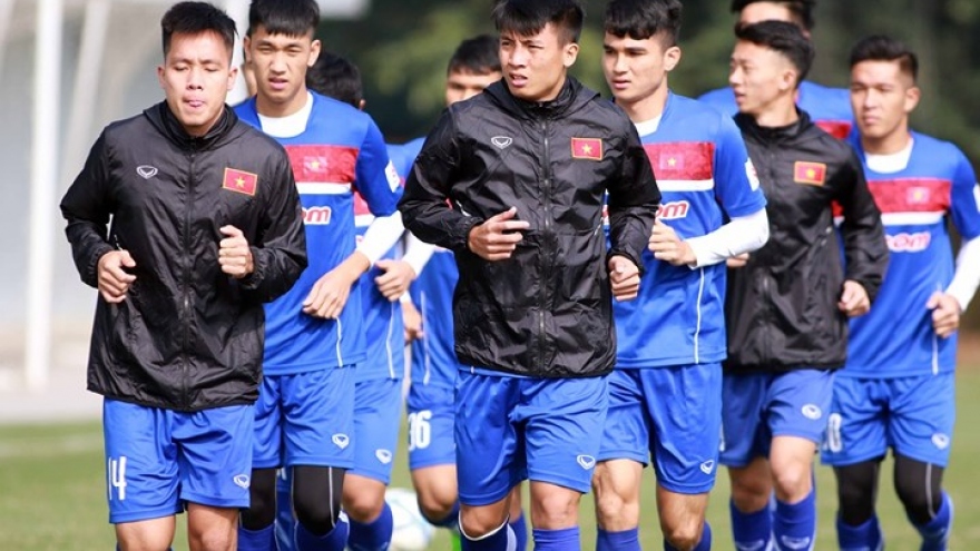 Vietnam U23 squad take training in Hanoi