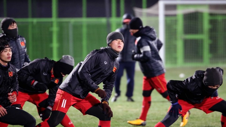 U23s train in frigid Chinese weather