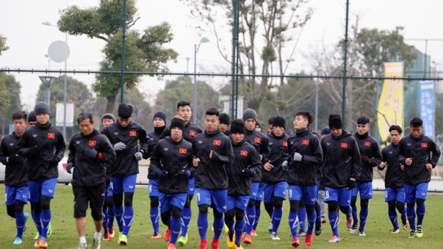 U23s train hard in chilly weather