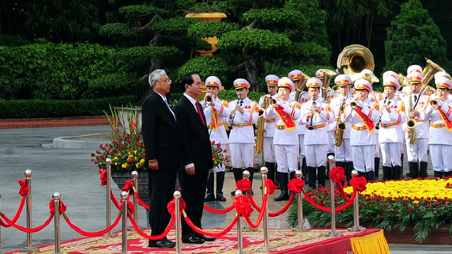 In pictures: Welcome ceremony for Myanmar President 