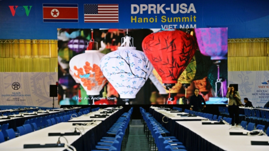 Close-up view of DPRK-USA Summit international media centre 