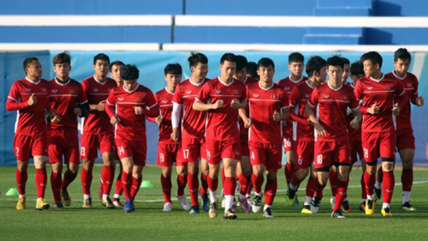 Vietnamese team train in Humaid Al Tayler Stadium ahead of quarter-finals